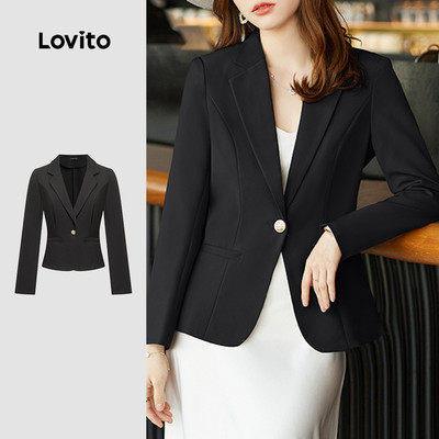 (thanh lịch) Lovito Blazer có nút trơn dành cho nữ L98AD160