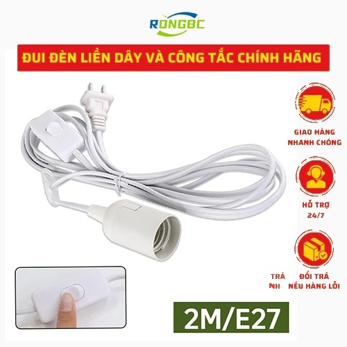 Đuôi E27 thông dụng Đui chuôi đèn E27 liền dây điện có công tắc và phích cắm dài