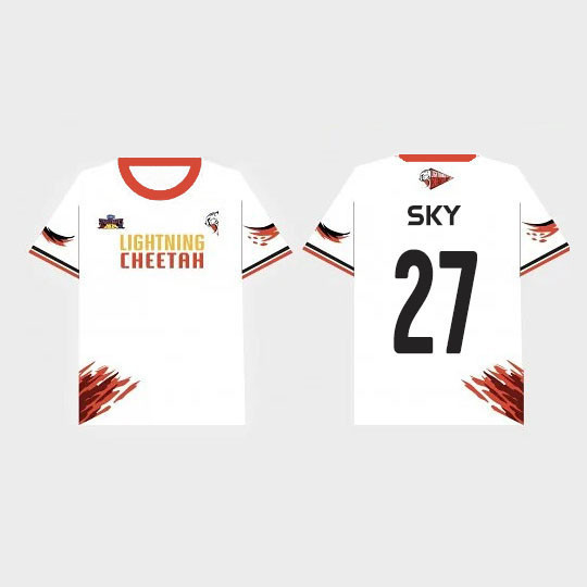 LIGHTNING CHEETAH Shadow Eagle JERSEY Trắng Cổ Tròn Tay Ngắn Thành Viên Đội Jersey Thời Trang, Thoải