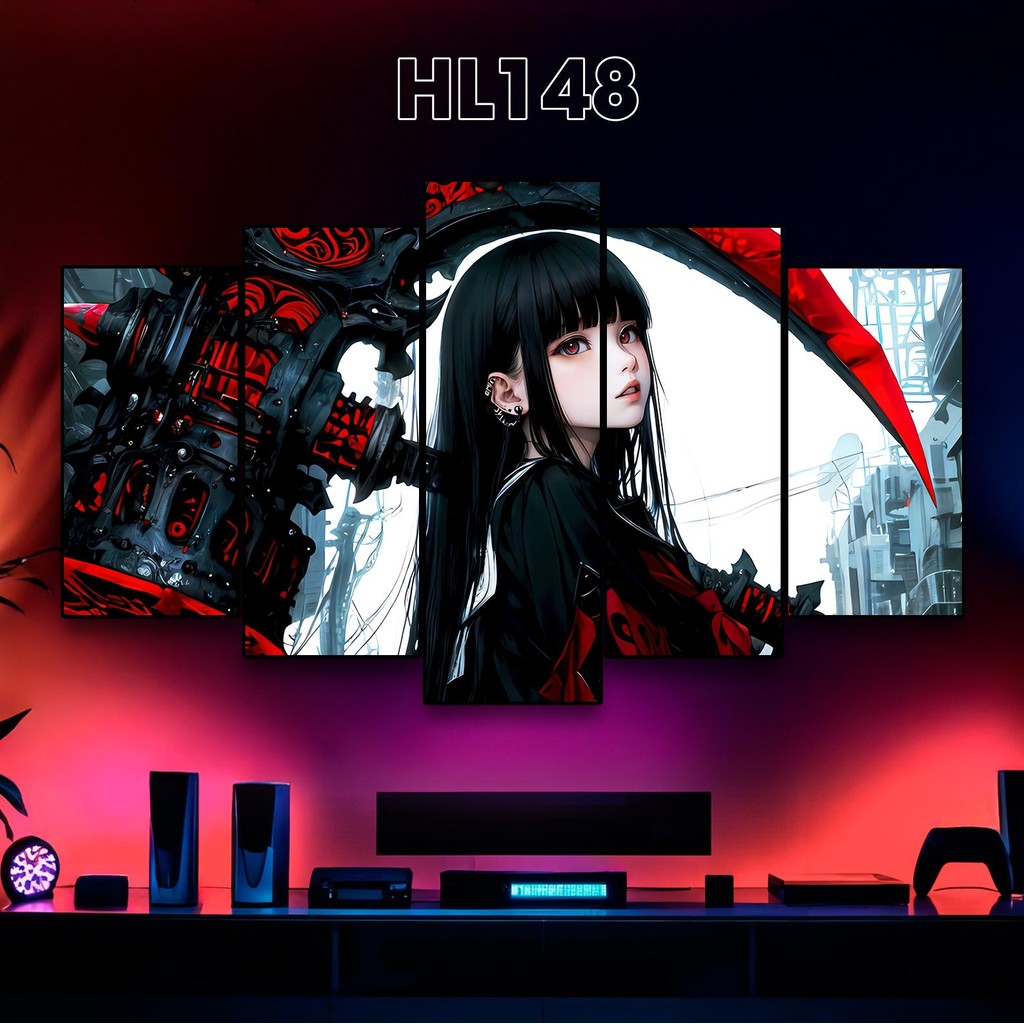 Bộ Tranh Nữ Chiến Binh Fantasy 5 Tấm Ghép Tráng Gương, Tranh Dán Tường Fantasy, Tranh Fantasy, Forme