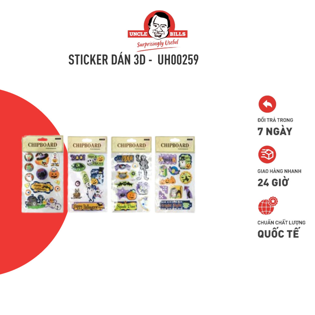 Sticker Dán 3D Halloween UNCLE BILLS Uh00259