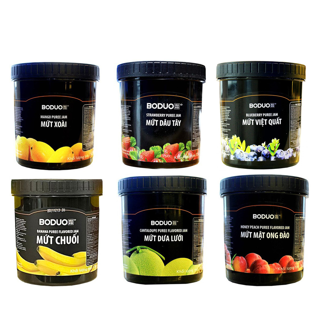 Mứt Quả Boduo Đủ Hương Vị - Hộp To 1,3kg Đa Ứng Dụng Pha Chế, Làm Nhân Bánh