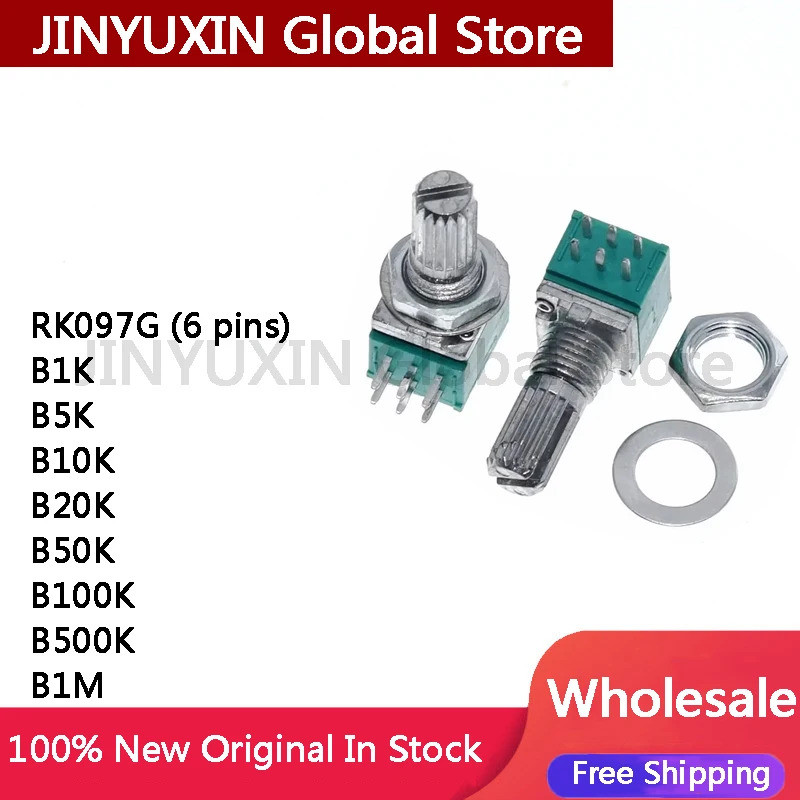 5 CÁI RK097G 6 chân B1K B5K B10K B20K B50K B100K B500K 15mm, 5 feet B1K B5K B10K B20K B50K B100K B50