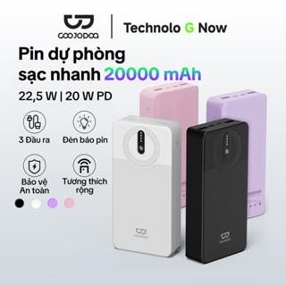 GOOJODOQ 20000mAh sạc dự phòng USB nhanh Đèn LED 22.5W Pin dự phòng di động cho hầu hết các thiết bị