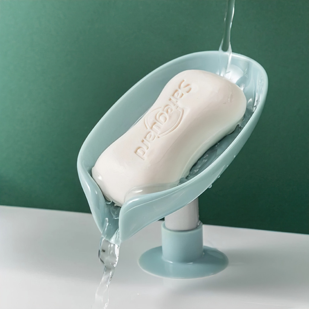 Khay đựng xà phòng thoát nước dọc chân đế hút chân không hình lá sen cho nhà tắm sang chảnh OSMON