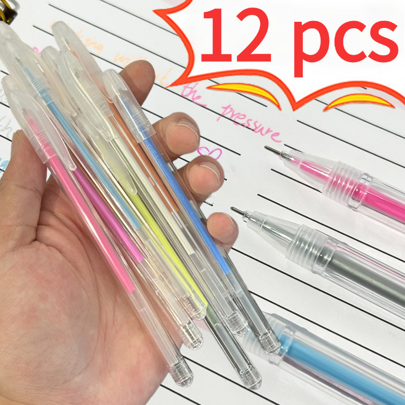 12 Bút Gel Mịn Chống Mài Mòn Chắc Chắn - Bút Gel Hợp Lý Dễ Thương Màu Kẹo - Bút Gel Tối Giản Cho Sổ 