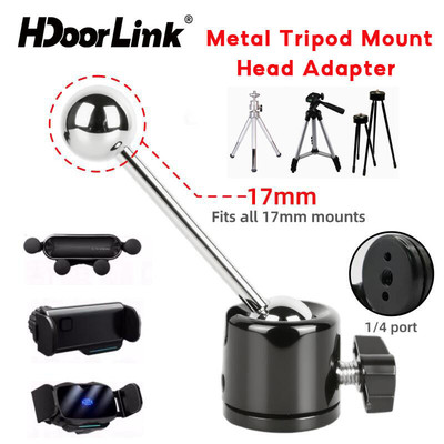 HdoorLink Kim Loại Chân Máy Gắn Đầu Adapter 17 Mm Bóng Chủ Đề Đến 1 / 4 Vít Lỗ Adapter Đôi Bóng 360° Xoay Tripod Mount Camera Giá đỡ điện thoại di động Phụ kiện