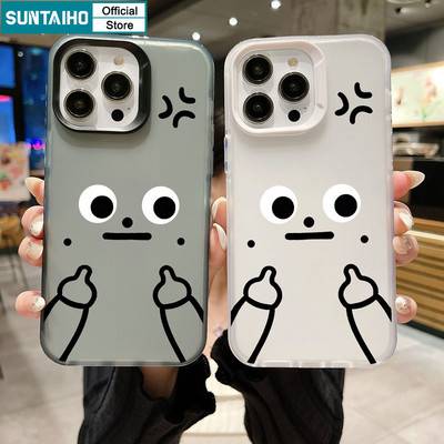 Ốp Điện Thoại Suntaiho Ngộ nghĩnh Biểu Tượng Cảm Xúc Dễ Thương Hòa Bình Họa Tiết Hoạt Hình Trong Suốt Mờ Mềm Cao Cấp Vỏ Chống Sốc Cho iPhone 11 12 13 14 15 16 Pro Max IP 7 8 Plus Iphon X XS XR Xs max