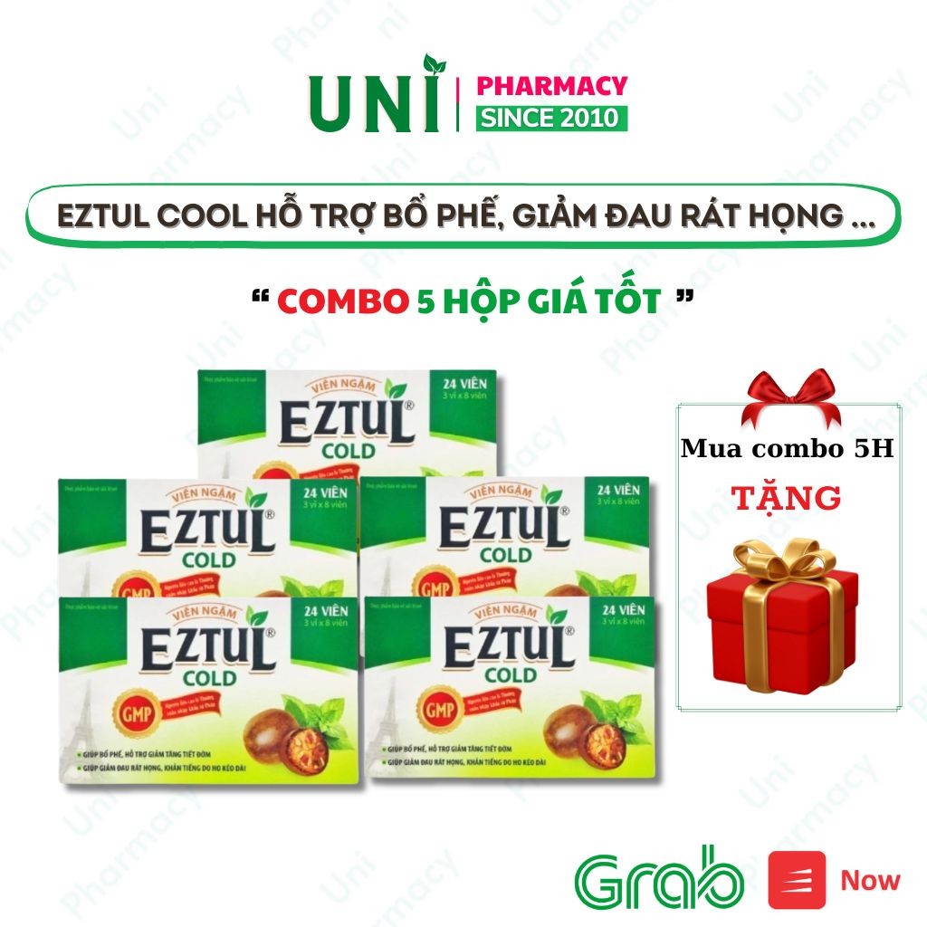 ✔( Chính Hãng ) Combo 5 Hộp EZTUL COLD viên ngậm giảm đau rát họng, ngứa họng, khản tiếng, ho kéo dà