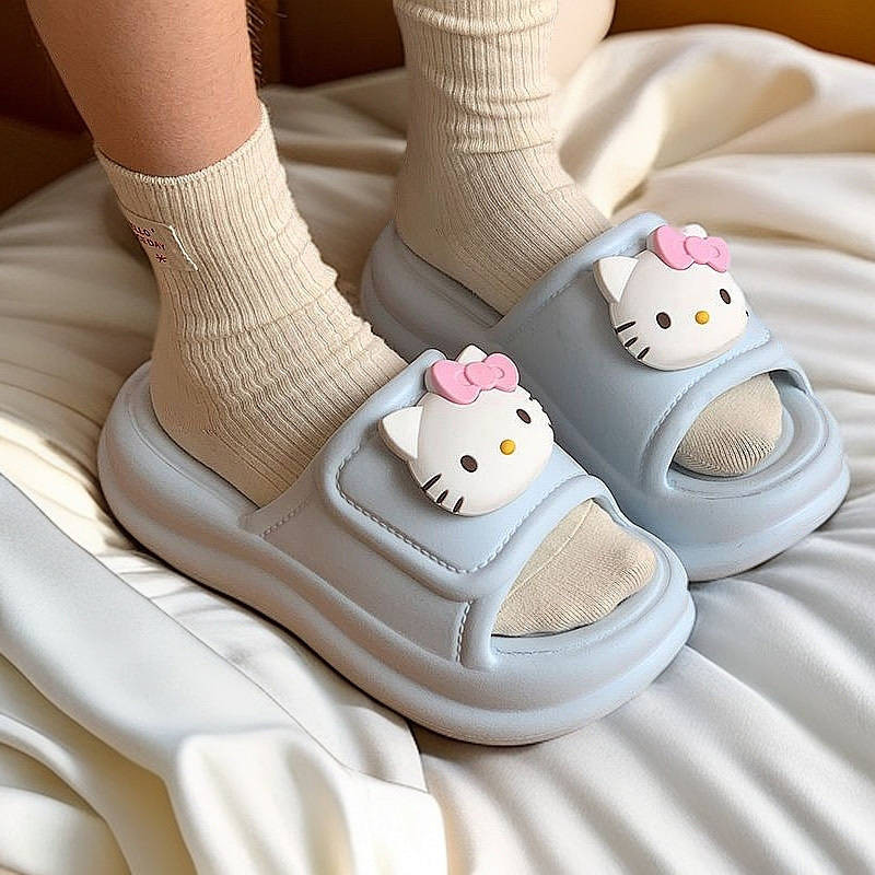 Home Platform Heighten Soft Bottom Hello Kitty Slippers Women's Summer Sandals Outdoor Non-Slip Sand