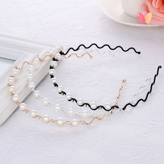 Glamorluxe-lady Sóng Đầu Chống Trơn Trượt Sáng Bóng Kim Cương Giả Ngọc Trai Giả Nẹp Ban Nhạc Chống Rỉ Sét Trang Trí Tóc Elast