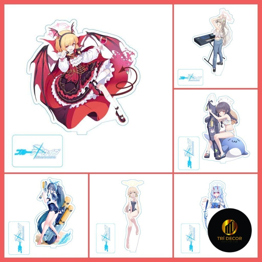 Móc Khoá, Standee, Tranh Kính Mô Tendou Arisu Blue Archive Shiroko Okusora Ayane Trang Trí Bàn Học, 