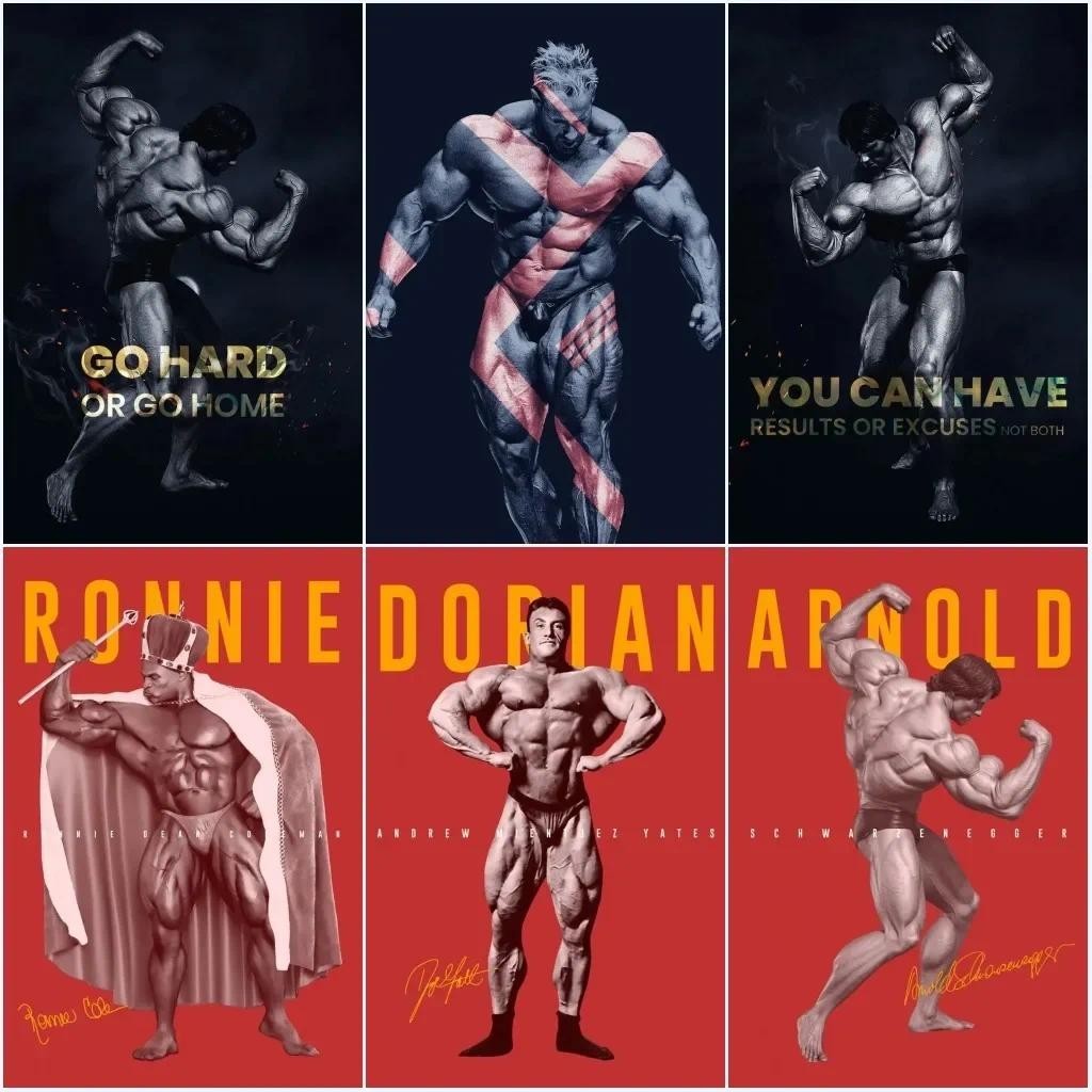 Arnold Schwarzenegger Bodybuilding Muscle Canvas Prints Fitness Motivation Poster Wall Art Painting 