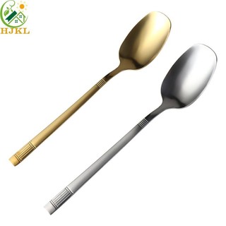 HJKL Cà Phê Inox, Đáy Phẳng Glod / Muỗng Trà Bạc, Muỗng Tay Cầm Dài Họa Tiết Đèn Lồng Chống bỏng Thìa Canh Kem
