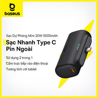 Sạc dự phòng Baseus Mini 20W 5000mAh Type C sạc nhanh Pin ngoài PowerBank cho iPhone 15 Pro Max Samsung Xiaomi
