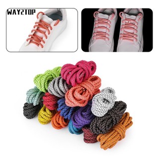 WAY2TOP 1Pair 120cm Polyester Sneaker Shoestrings Durble Shoes Lace Sport Shoelaces Colorful Fluorescent Round Reflective Shoe Rope/Multicolor