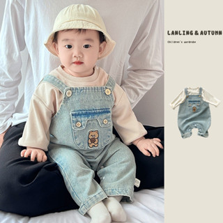 Quần áo trẻ em nam nữ siêu dễ thương thời trang dây denim hai mảnh quần áo bò