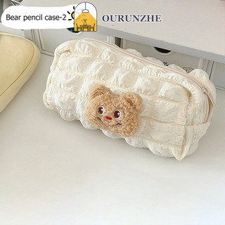 Hộp đựng bút chì gấu bơ OURUNZHE ins Hộp đựng bút chì phồng gió