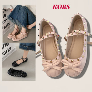 Giày búp bê nữ,giày ballet , Dây Đeo Chéo Vintage Đầu Tròn Đinh Tán Mary Jane Giày Pháp Ngọt Ngào Trang Phục Phẳng Màu Hồng giày đen nữ