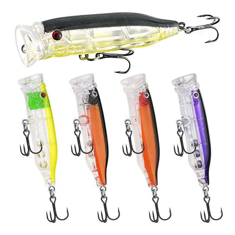 Mẫu mới 7cm / 9g top nước bắn tung tóe lớn trong suốt popper cứng mồi nhử mồi dài đúc popper cứng mồ