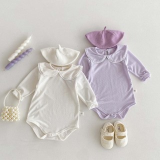 Câu Lạc Bộ Bé Sơ Sinh Mềm Mại Thoáng Khí Dài Tay Jumpsuit Trẻ Sơ Sinh Đơn Giản Hai Màu Ve Áo Liền Quần Bé Gái 0-2 Tuổi