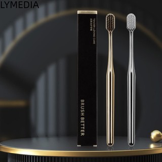 LYMEDIA Bàn Chải Đánh Răng Lông Mềm Mại Mạ Điện Màu Vàng / Bạc Kích Thước Nhỏ Gọn Dành Cho Bạn Nữ