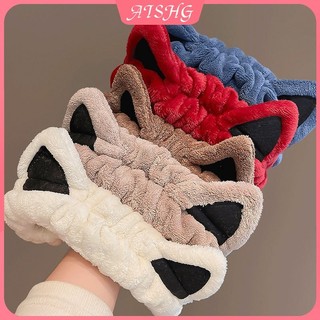 AISHG Hoạt Hình Dễ Thương Tai Mèo Rửa Mặt Băng Đô Cho Nữ Có Độ Đàn Hồi Cao Băng Đô Quấn Tóc Phụ Kiện