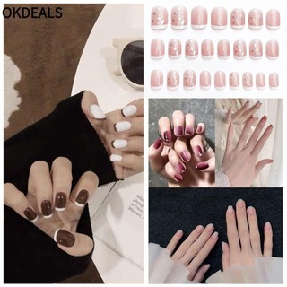 OKDEALS 24 Móng Tay Giả Loại Ngắn/Dài Độc Đáo