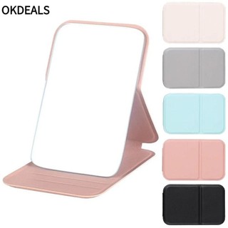 OKDEALS trang điểm để bàn OKDEALS, Gương trang điểm cầm tay một mặt di động, Gương bỏ túi dễ thương bằng da PU có thể gập lại