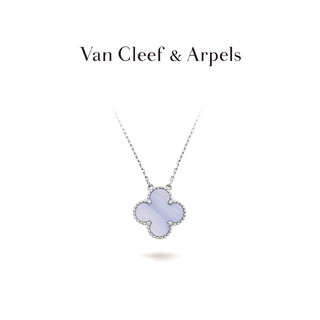  Van Cleef & Arpels / Vca Alhambra Mặt dây chuyền chuỗi may mắn bốn lá Vòng cổ Chalcedony vàng K màu trắng 