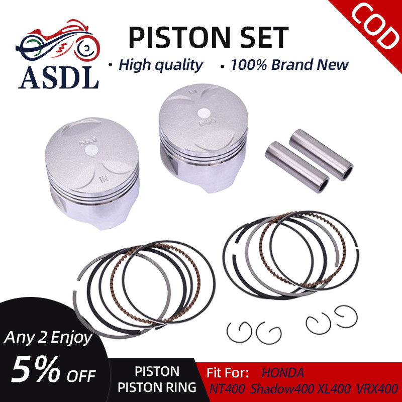 Asdl 2 Bộ 64mm 64.25mm 64,50mm Xi lanh Piston và Bộ vòng cho Honda Steed400 BROS400 Steed BROS 400