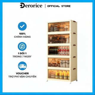 Derorice Tủ nhựa  trong suốt, Tủ đựng đồ gấp không cần lắp đặt, tủ đựng quần áo và đồ chơ,Có 3, 4 và 5 tầng để lựa chọn