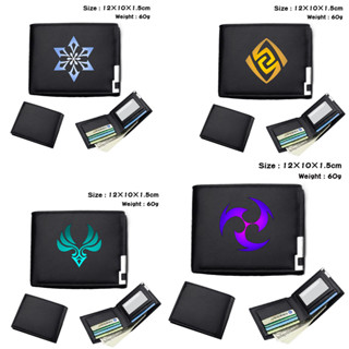 Mingyuan genshin Impact Pyro Geo Hydro 3D Ví đựng thẻ màu đen ngắn hoạt hình thường ngày thời trang cho học sinh Quà Tặng Ví đựng tiền xu nam nữ