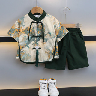 Cny Bé Trai Hanfu Bộ Đồ Ngắn Tay Bé Trai Phong Cách Trung Hoa Tangsuit Trẻ Em Phong Cách Quốc Gia Đường Phù Hợp Với TET