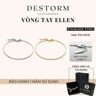 Vòng Tay Titan Ellen Destorm Bracelet Cho Nam Nữ Thanh Lịch, Lắc Tay Khắc Tên Thép Không Gỉ, Có Hộp và Túi Đựng