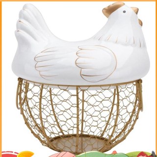Gốm Sắt Gà Trứng Giỏ Đựng Đồ Ăn Nhẹ Trái Cây Đồ lặt vặt Hộp Bảo Quản Gà mái Đồ Trang Trí Hộp Đựng Tổ Chức Giá-A merryhubbard