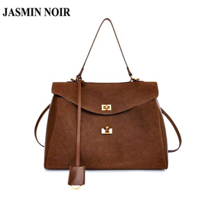  Jasmin NOIR Da Lộn Nữ Túi Xách Vintage Đeo Ngang Khóa Retro Lớn Xô Túi Đeo Vai 