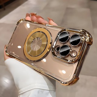 Mạ từ tính 360° Ốp lưng điện thoại kim loại xoay cho iPhone 16 15 14 13 12 Pro max plus Ốp điện thoại chống sốc trong suốt