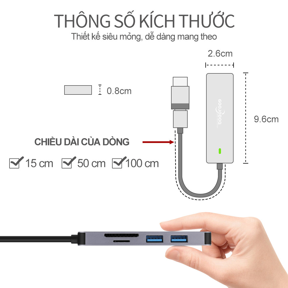 Nhiều Hub USB 3.0 Cổng Loại C GOOJODOQ Cho Laptop HDMI PD Sạc Âm Thanh VGA RJ45 | BigBuy360 - bigbuy360.vn