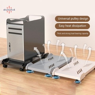 < divinehi4 > Giá đỡ tháp máy tính có thể điều chỉnh Giá đỡ CPU di động Vỏ PC chơi game với 4 bánh xe hầu hết cho hầu hết các máy tính PC dưới giá đỡ bàn làm việc