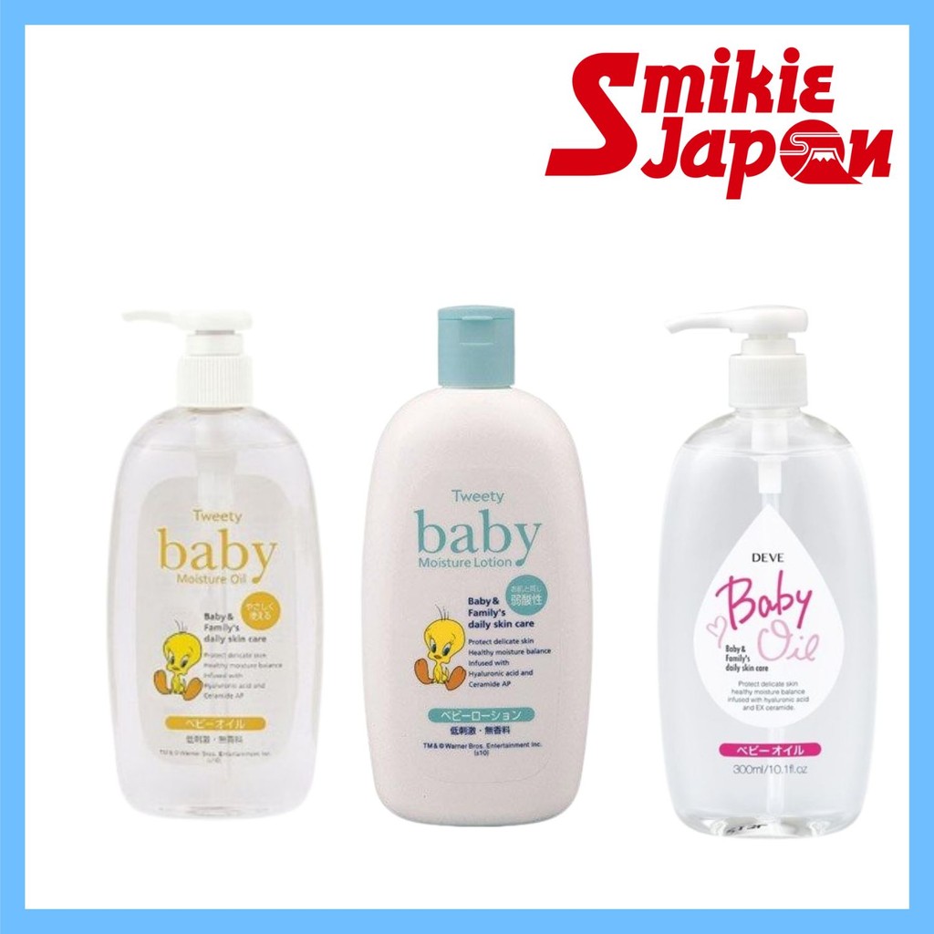 Tweety Baby Oil (300ml), Baby Lotion (300ml) & Kumano Yushi Deve Baby Oil (300ml) – Direct From Japa