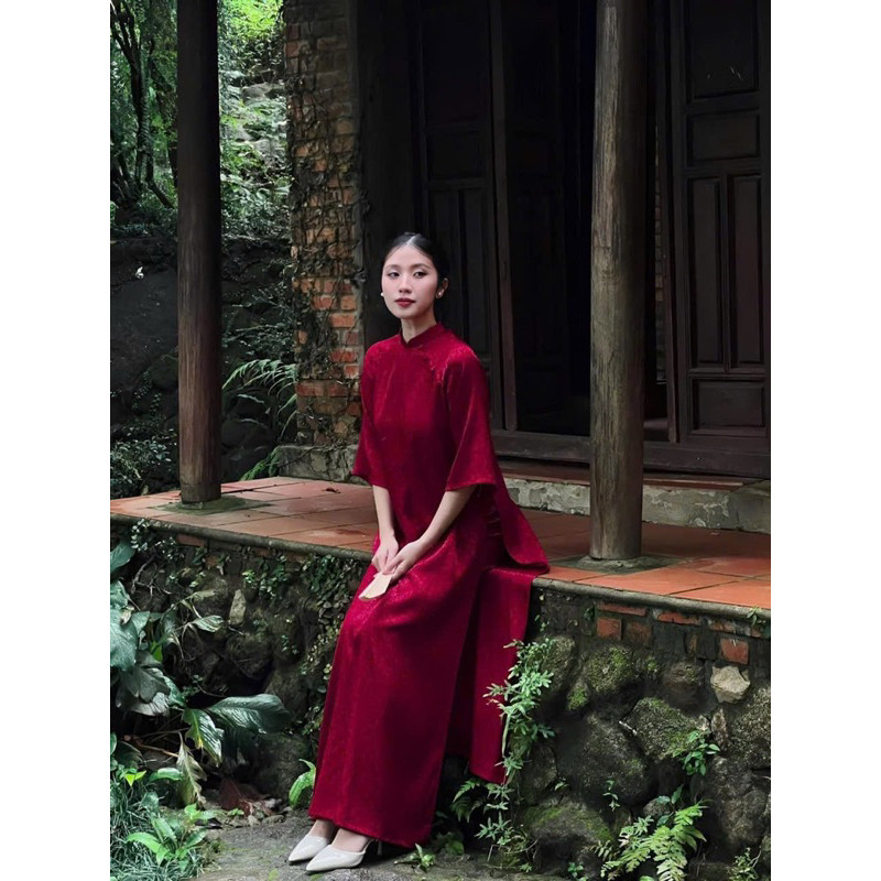 Áo Dài Gấm Kim Cương ,Áo Dài Dáng Xuông Vải Lụa Cao Cấp 2 Tà Sang Trọng