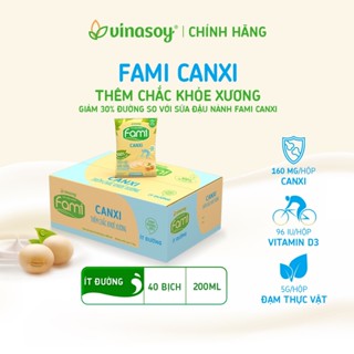 Thùng sữa đậu nành Fami Canxi ít đường (40 bịch x 200ml)