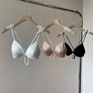 Đẹp Lưng Áo Ngực Nữ Nút Trước Spaghetti Dây Đeo Áo Ngực Nhỏ Tam Giác Cốc Pháp Áo Ngực Gợi Cảm Satin