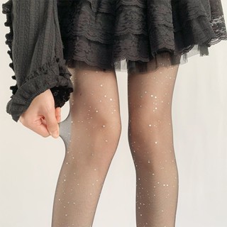Quần tất ren mỏng siêu co dãn đính nhũ lấp lánh, quần tất da chân dài thời trang