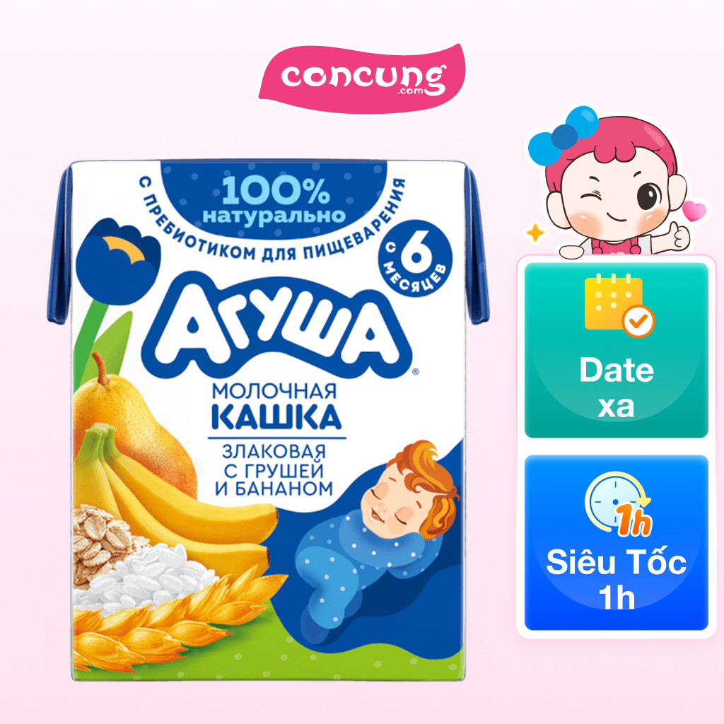 Sữa đêm ngũ cốc vị lê và chuối Agusha 200ml