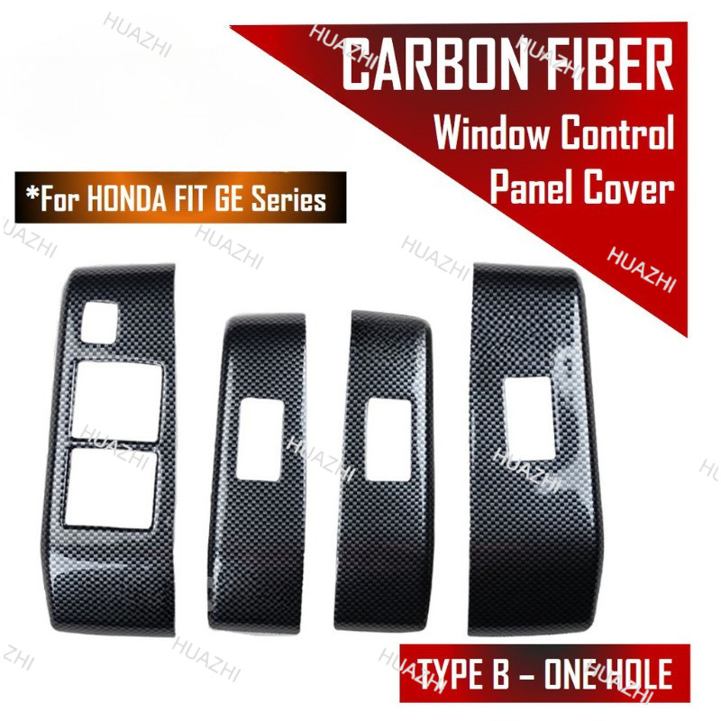 HZ Honda Jazz / Fit GE GE6 GE8 2008-2014 Nội Thất Cửa Sổ Bảng Điều Khiển Bao Sợi Carbon Viền Bảo Vệ 