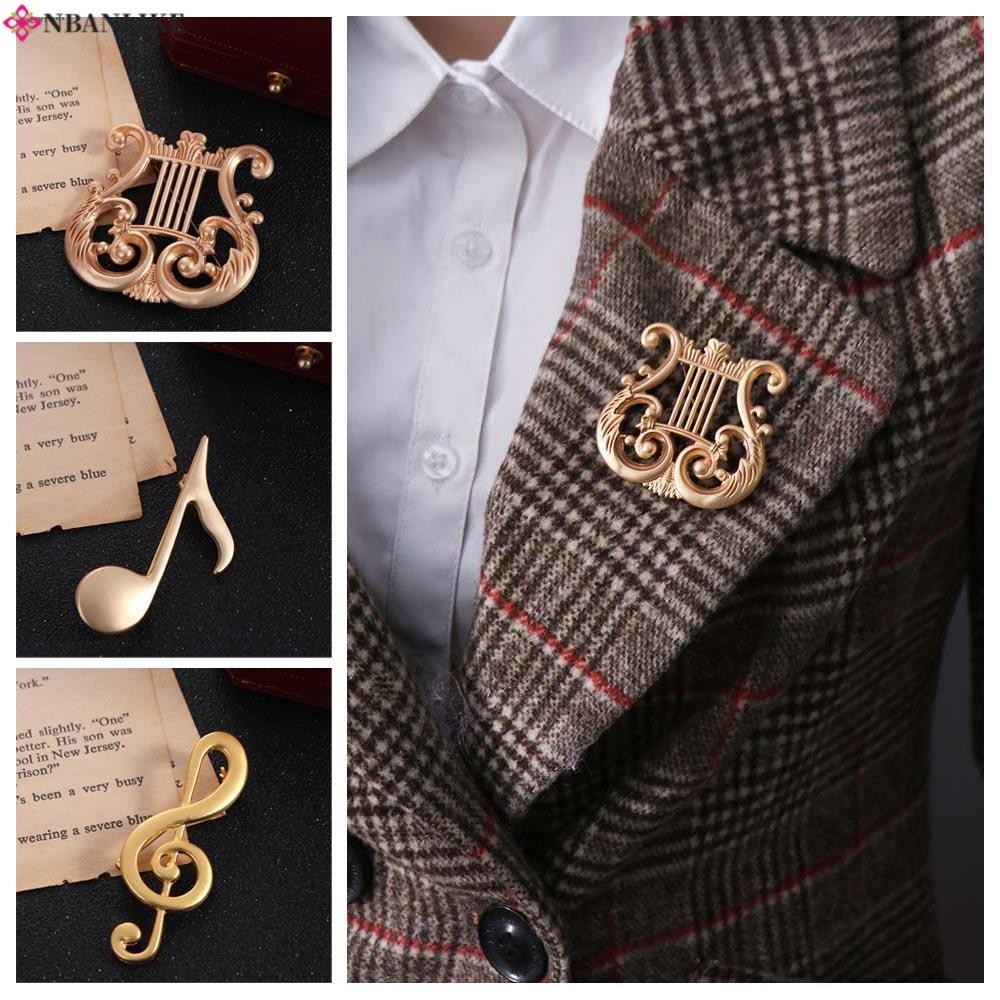 Eighth Note Pin Hợp kim Hình Nốt Nhạc và Clef Treble, Phong Cách Cổ Điển Retro