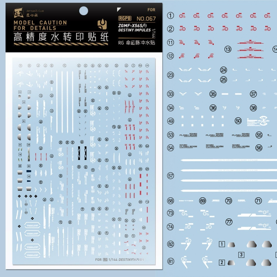 20250731 Artisan 's Club RG 1 / 144 SEED Destiny Impulse [RGPB-067] Decal trượt nước (Không có hình,