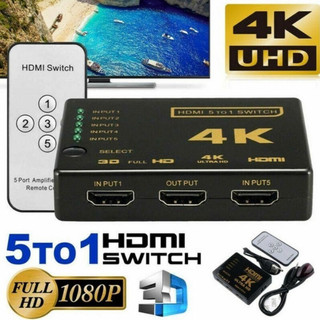 Được hỗ trợ PS4 / PS5 Astro Ultra 5 Cổng 4K HDMI Switcher Switcher Splitter Hub với điều khiển từ xa 5in1